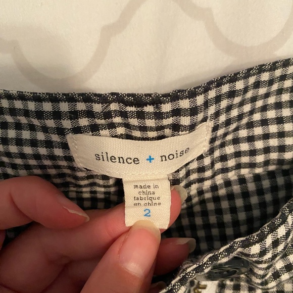 Silence + noise UO lightweight black and white gingham print high rise pants - Picture 3 of 5